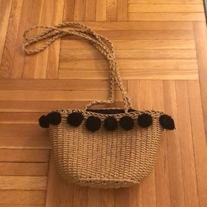 Lucky Brand Straw Purse w/ Black Tufts Detailing